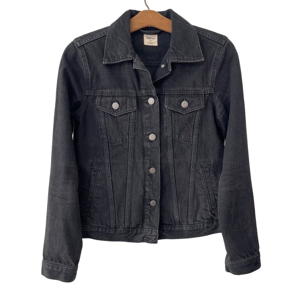 Gap 1969 Classic Denim Jean Jacket Size XS Black Cotton Casual Streetwear